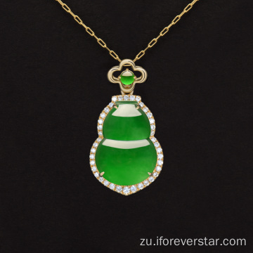 I-White Gold Gourd Emerald Pendant